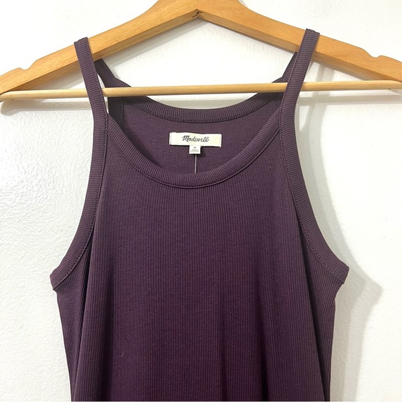 NWT Madewell Purple M Minimalist Supima Cotton Ribbed Casual Stretch Mini Dress - Picture 4 of 10